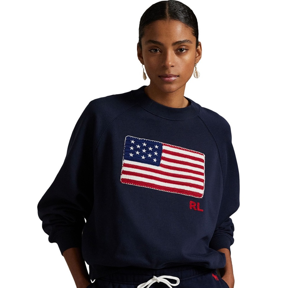 Ralph Lauren Dark Blue American Flag Sweatshirt NWOT